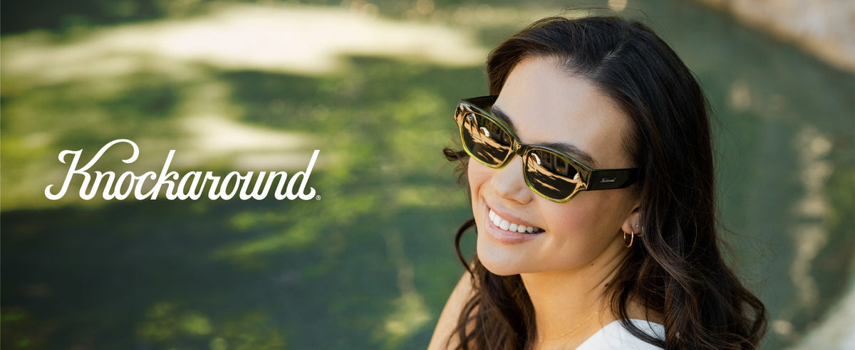 Junipers Knockaround Sunglasses. Photo features a woman wearing Junipers sunglasses.