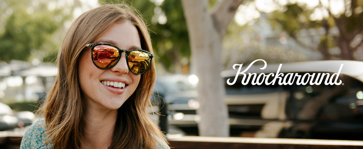 Mary Janes Knockaround Sunglasses. Photo features a woman wearing Mary Janes sunglasses.