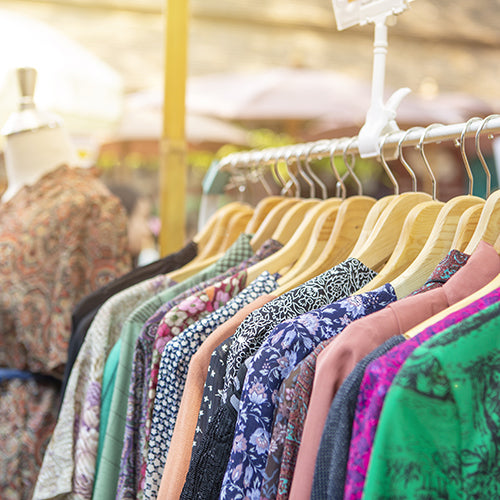 Vintage clothing hanging on a rack