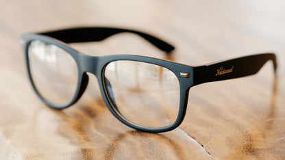 Black on Black Fort Knocks Prescription Sunglasses with Clear Lens, Lifestyle