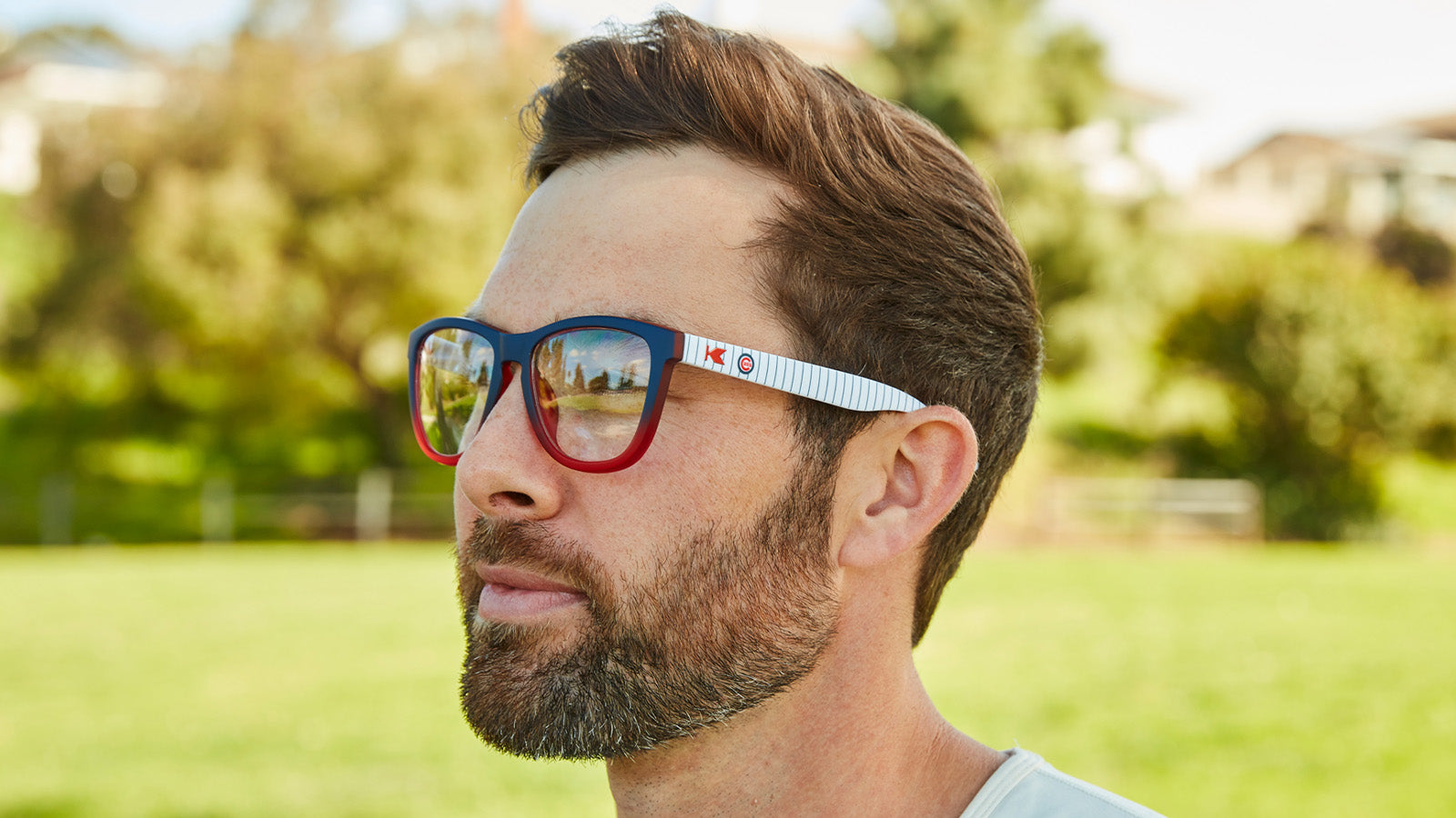 Man wearing Chicago Cubs Rx with Clear Lens