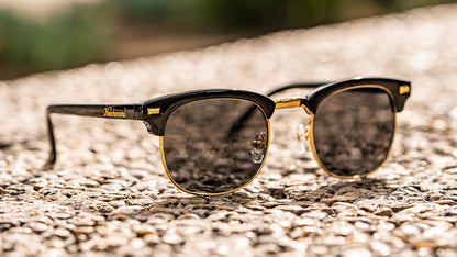 Glossy Black & Gold Brooklines Prescription Glasses, Lifestyle