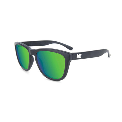 Kids Sunglasses with Matte Black Frames and Green Moonshine Mirrored Lenses, Flyover