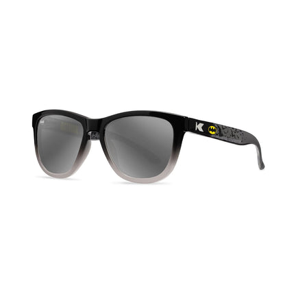 Knockaround Batman Kids Premiums Sunglasses with polarized silver lenses, threequarter