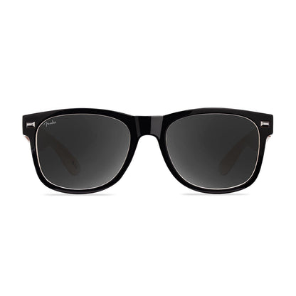 Knockaround and Fender® Black Stratocaster™ Fort Knocks Sunglasses with polarized grey lenses, front