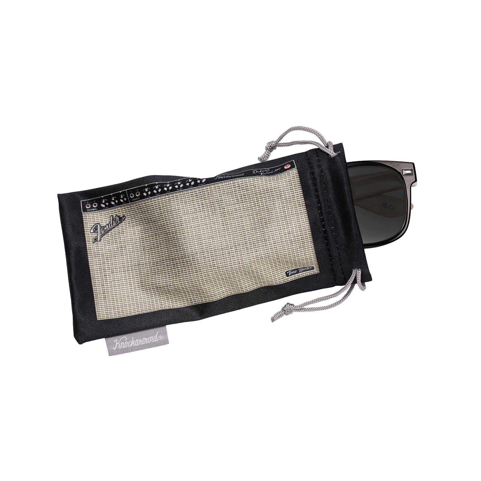 Knockaround and Fender® Black Stratocaster™ Fort Knocks Sunglasses, pouch