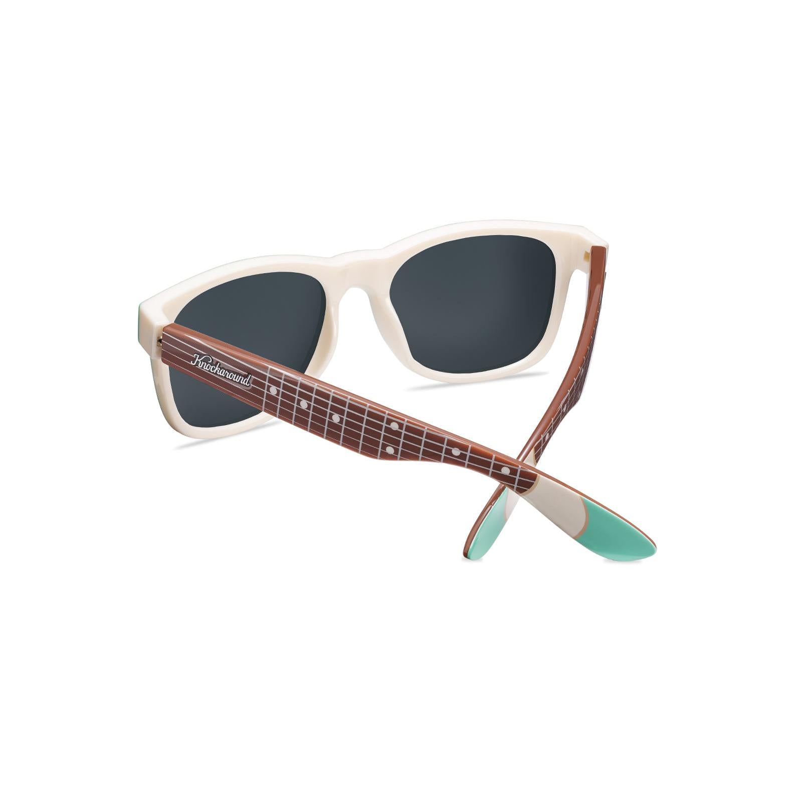 Knockaround and Fender® Surf Green Stratocaster™ Fort Knocks Sunglasses with polarized grey lenses, back