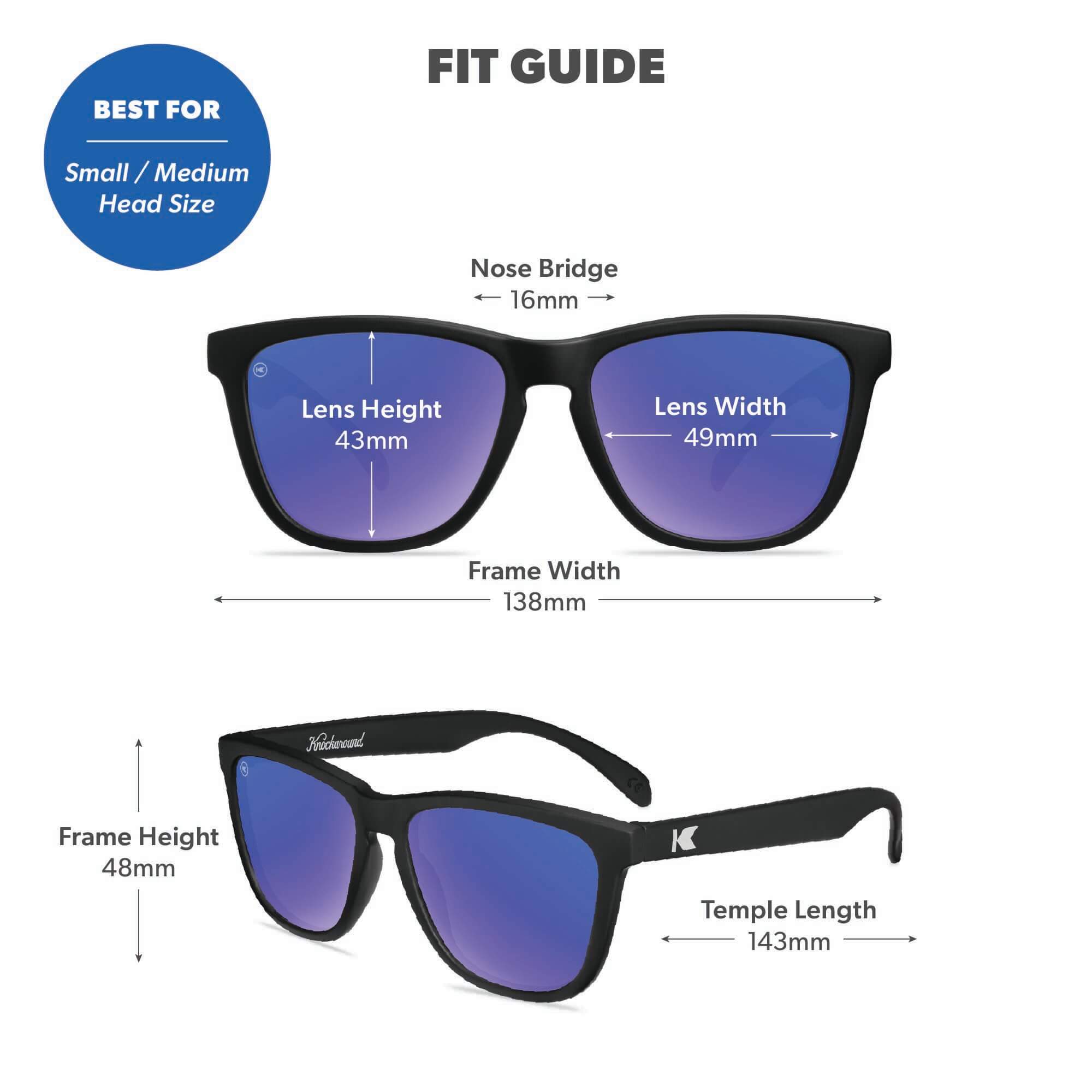Black / Moonshine Classics Sunglasses, Fit Guide