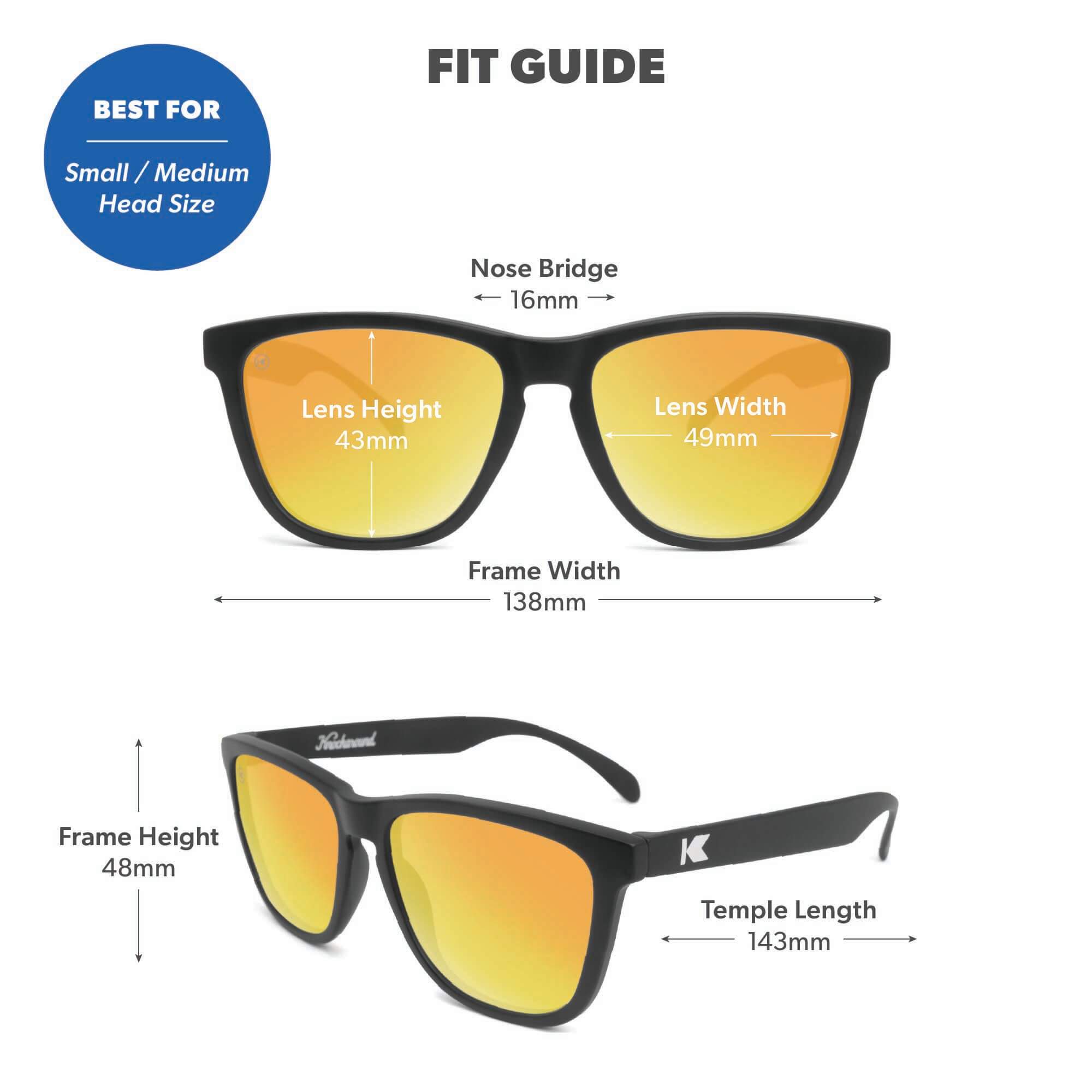 Black / Sunset Classics Sunglasses, Fit Guide