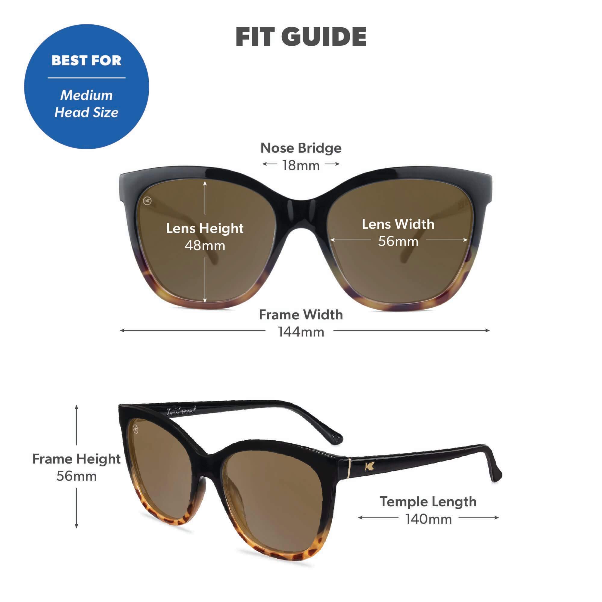 Glossy Black & Blonde Tortoise Shell Fade Deja Views Sunglasses, Fit Guide