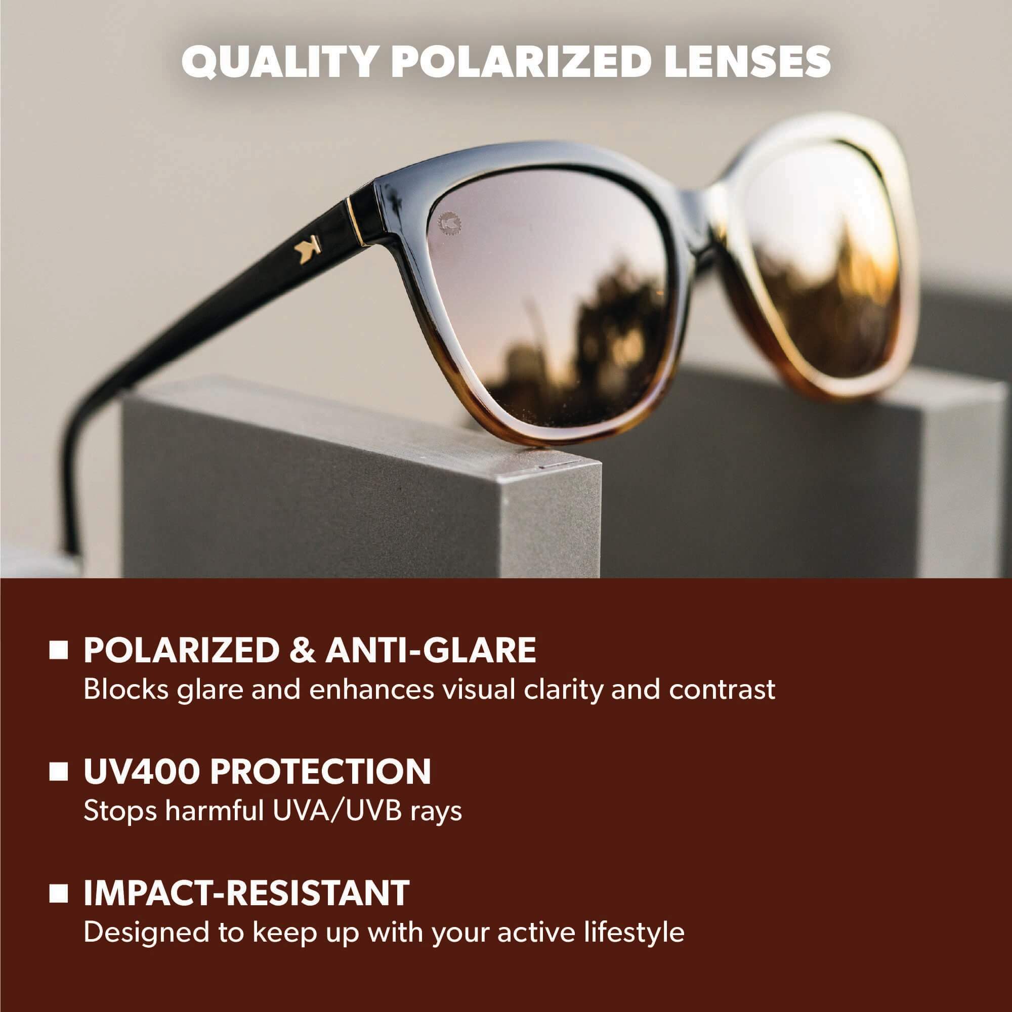Glossy Black & Blonde Tortoise Shell Fade Deja Views Sunglasses, Lens Features