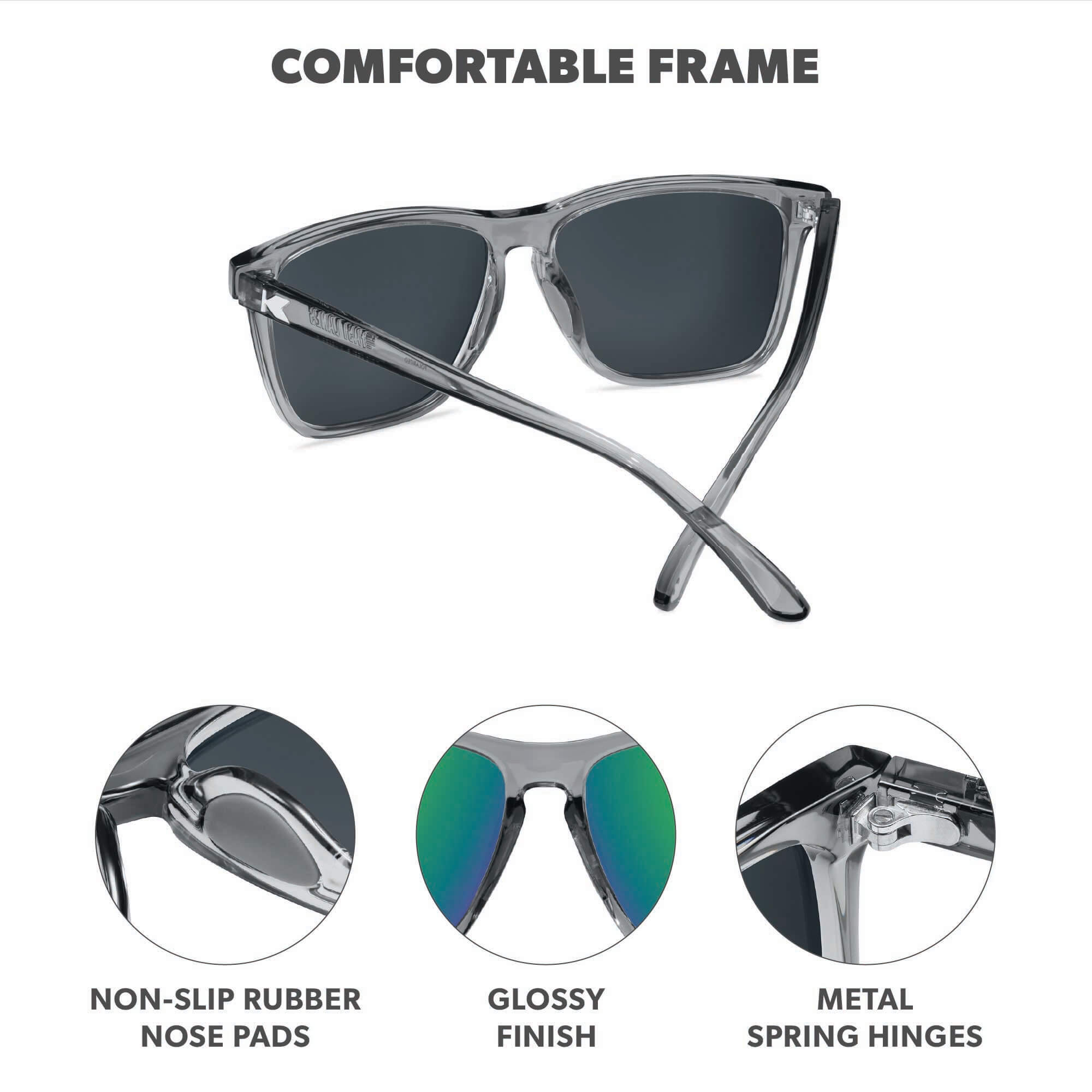 Clear Grey / Green Moonshine Fast Lanes Sport Sunglasses, Frame Features