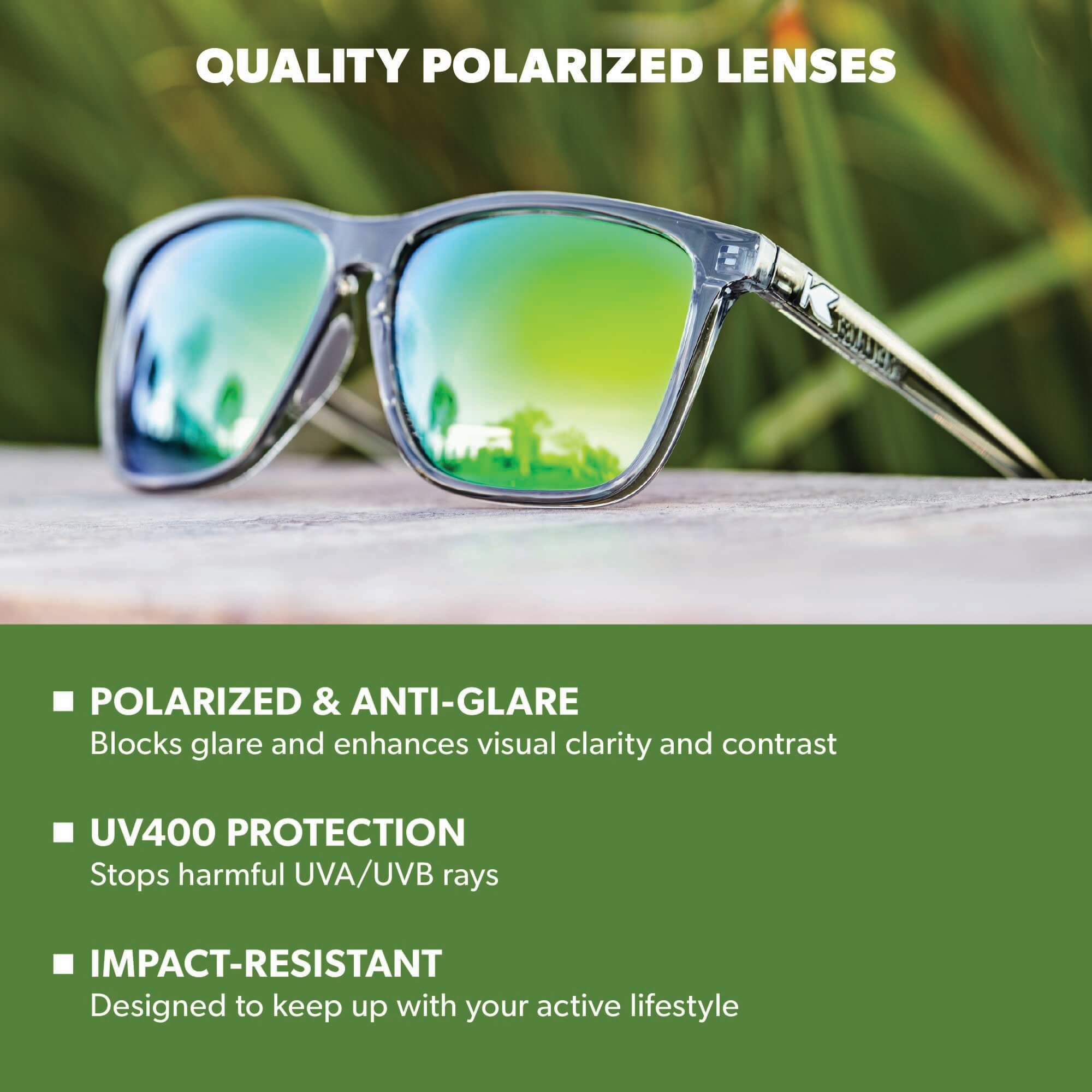Clear Grey / Green Moonshine Fast Lanes Sport Sunglasses, Lens Features