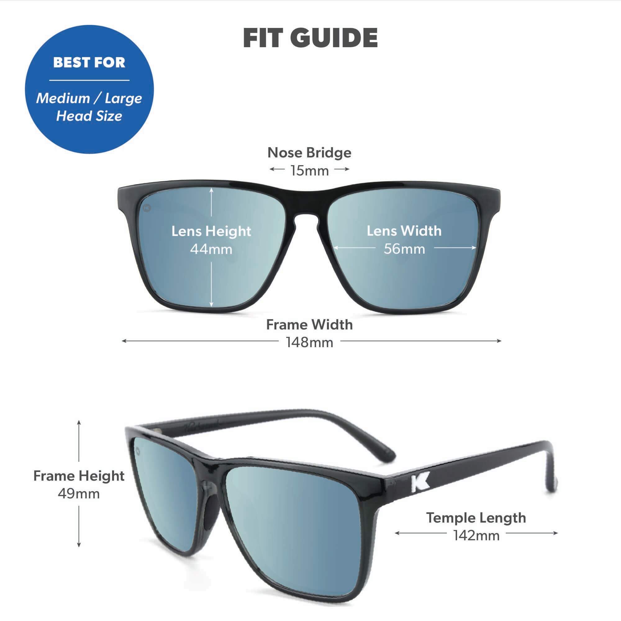 Jelly Black / Sky Blue Fast Lanes Sport Sunglasses, Fit Guide