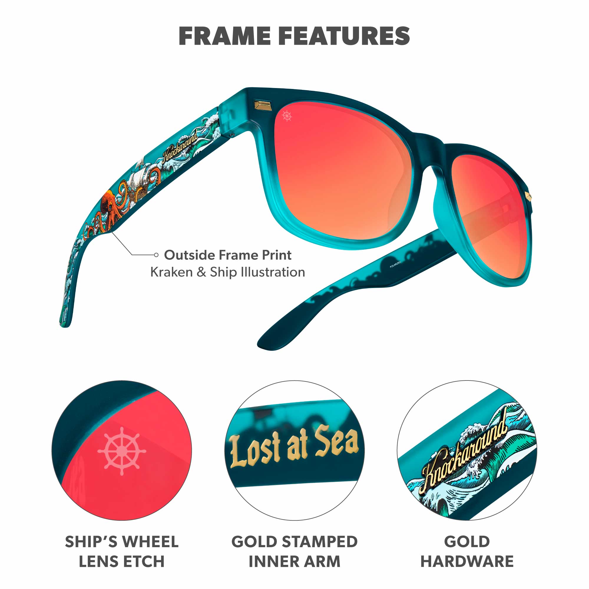 Lost at Sea Fort Knocks Sunglasses, Frame Features