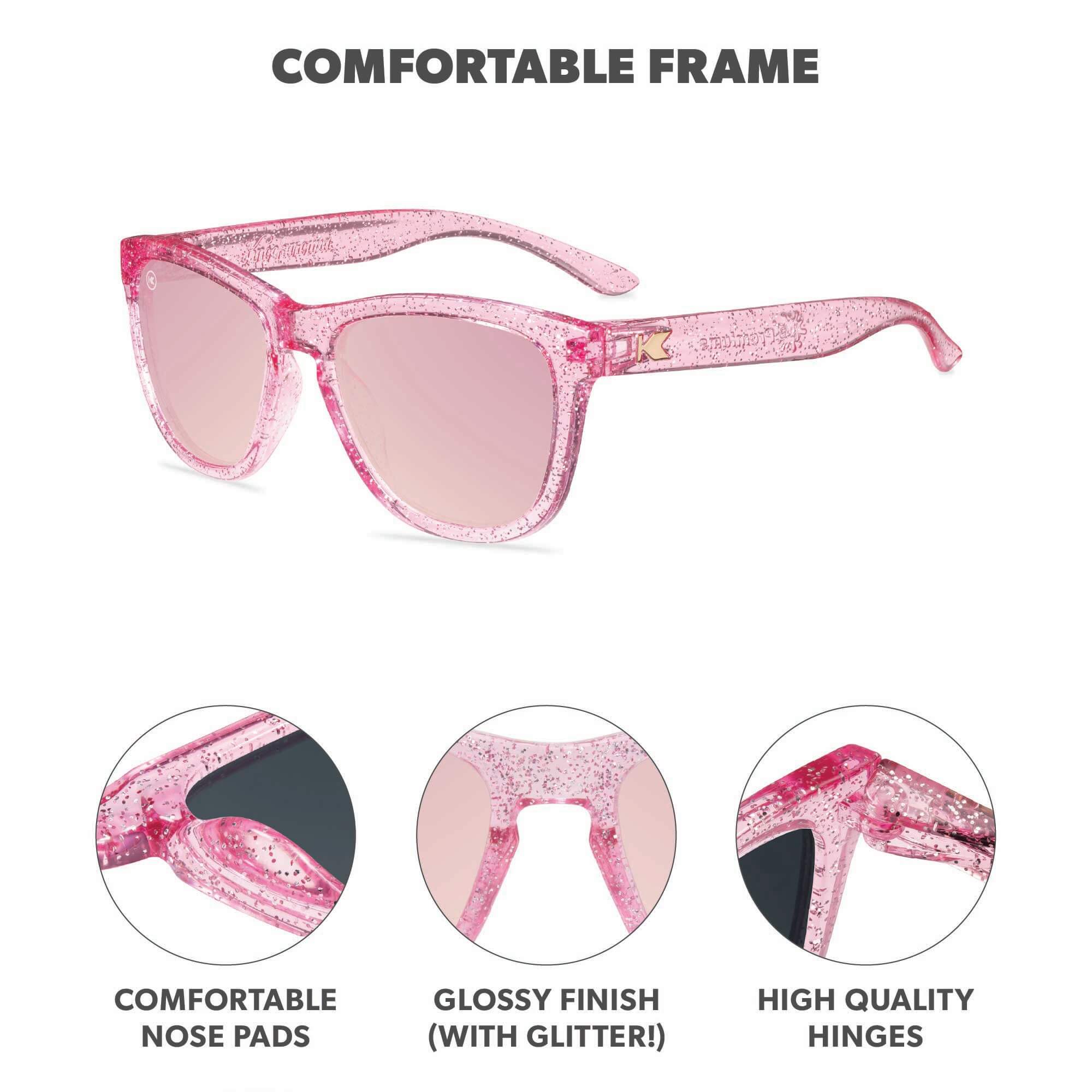 Pink Sparkle Kids Premiums Sunglasses, Frame Features
