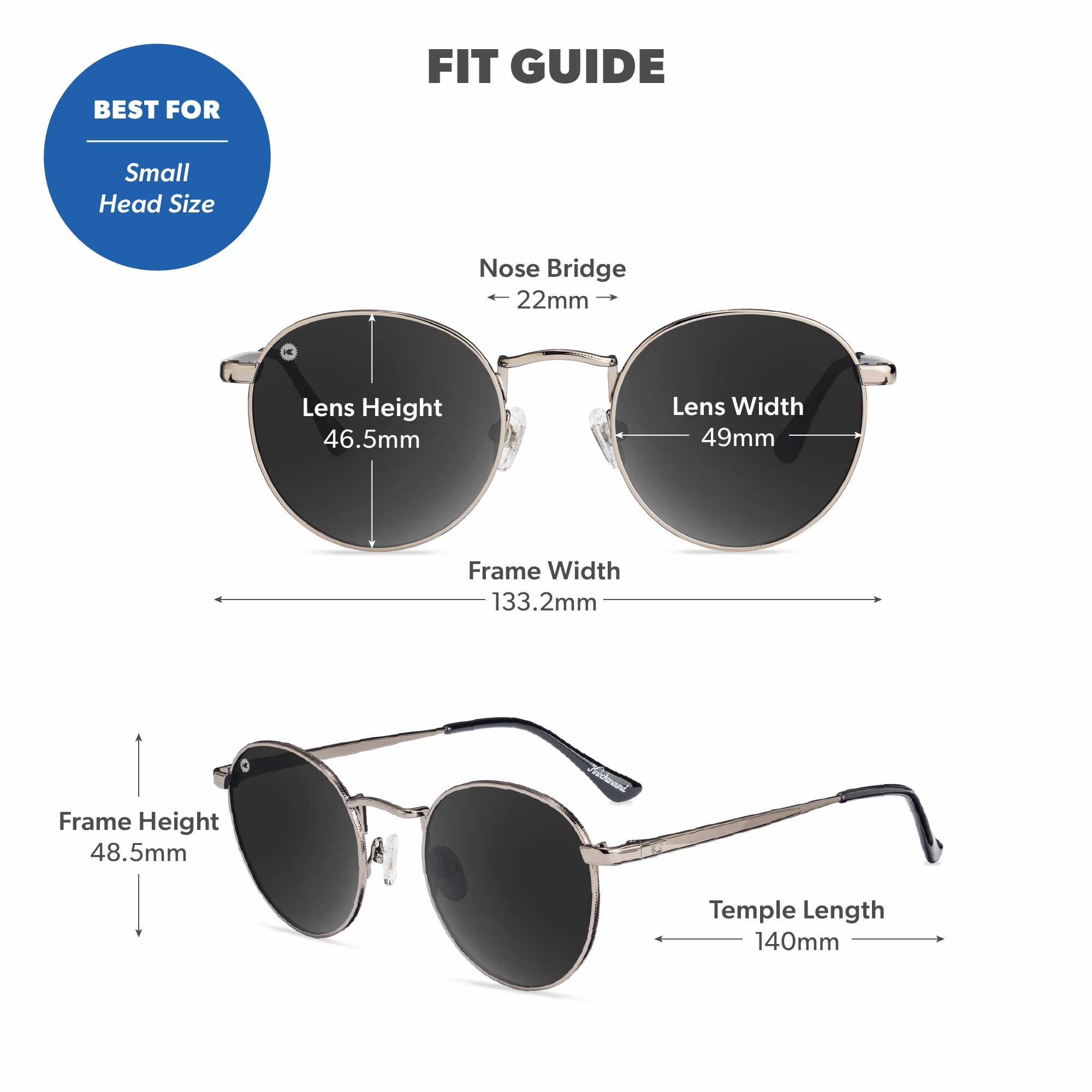 Gunmetal Love & Haights Sunglasses, Fit Guide