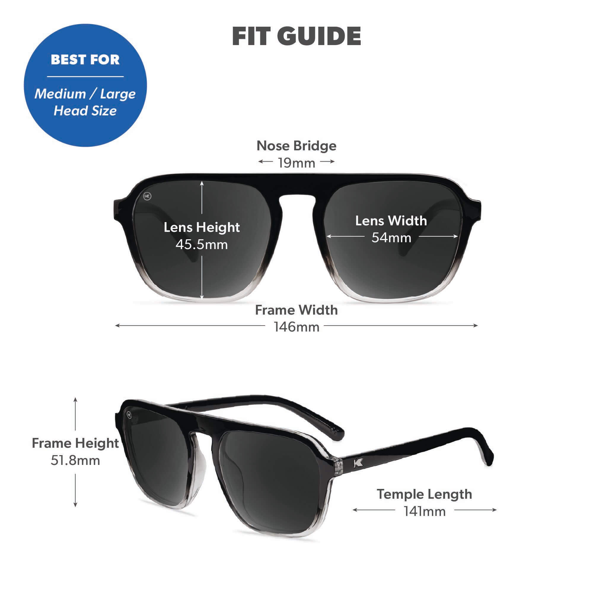 Obsidian Pacific Palisades Sunglasses, Fit Guide