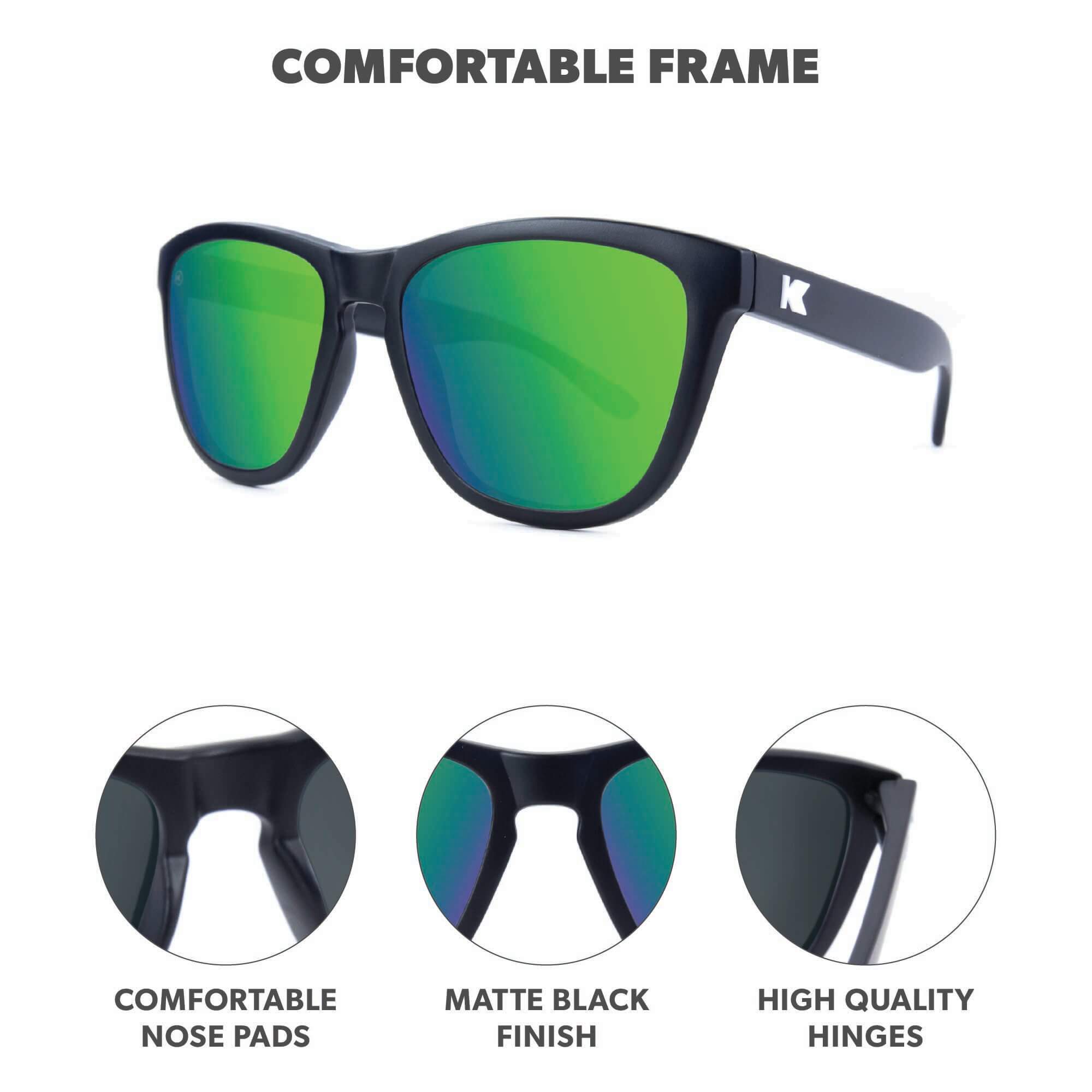 Black / Green Moonshine Premiums Sunglasses, Frame Features