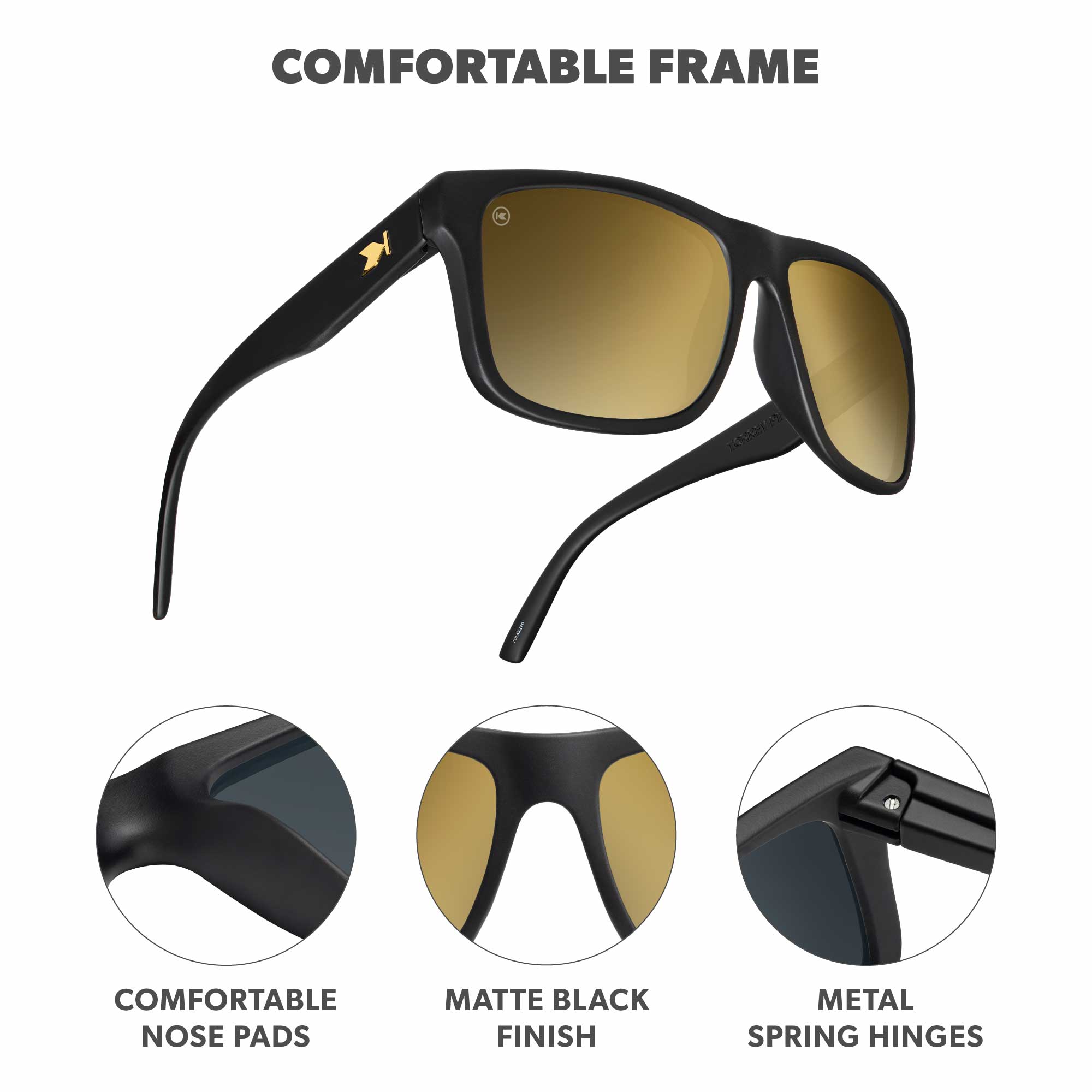 Black Gold Torrey Pines Sunglasses, Frame Features