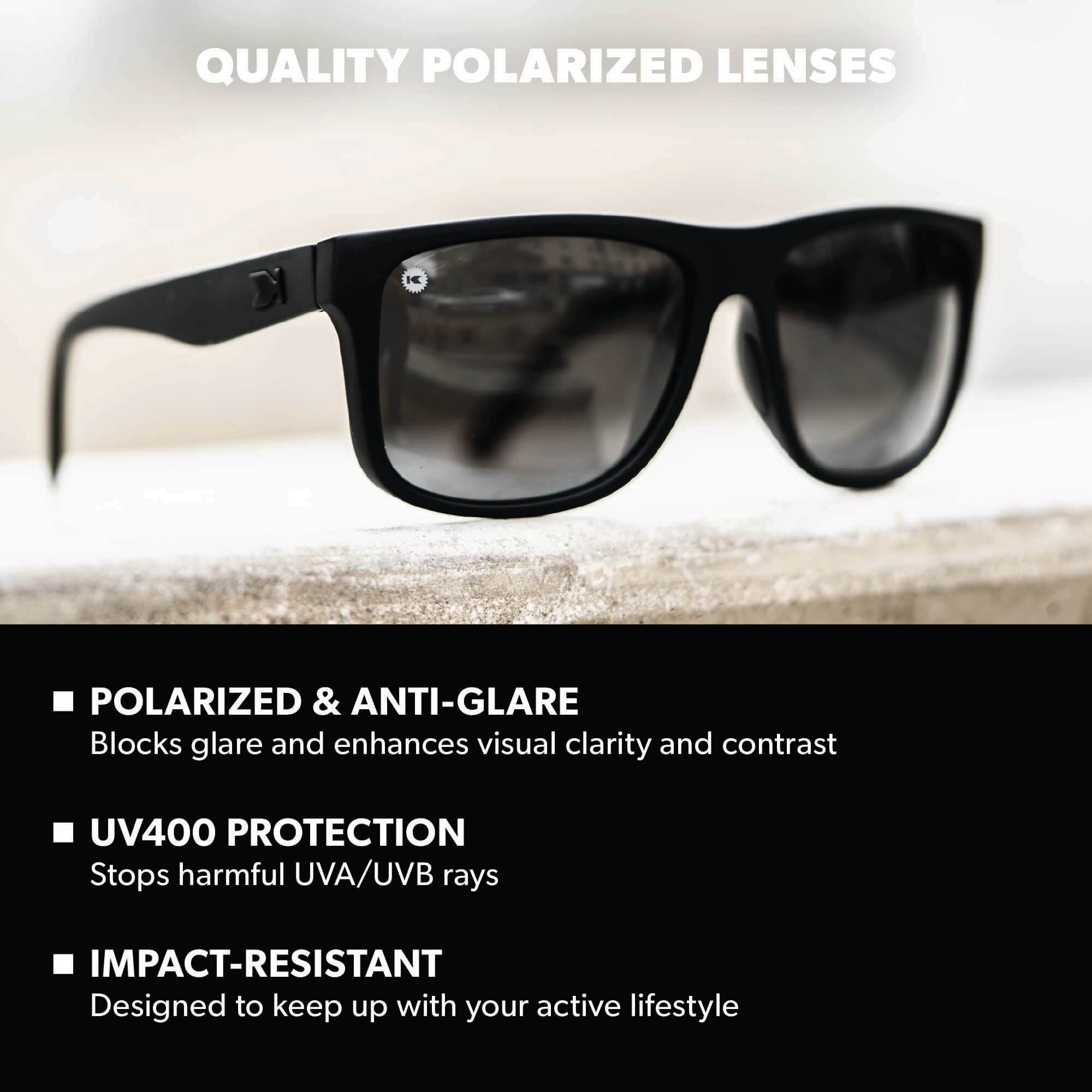 Black on Black Torrey Pines Sport Sunglasses, Lens Features