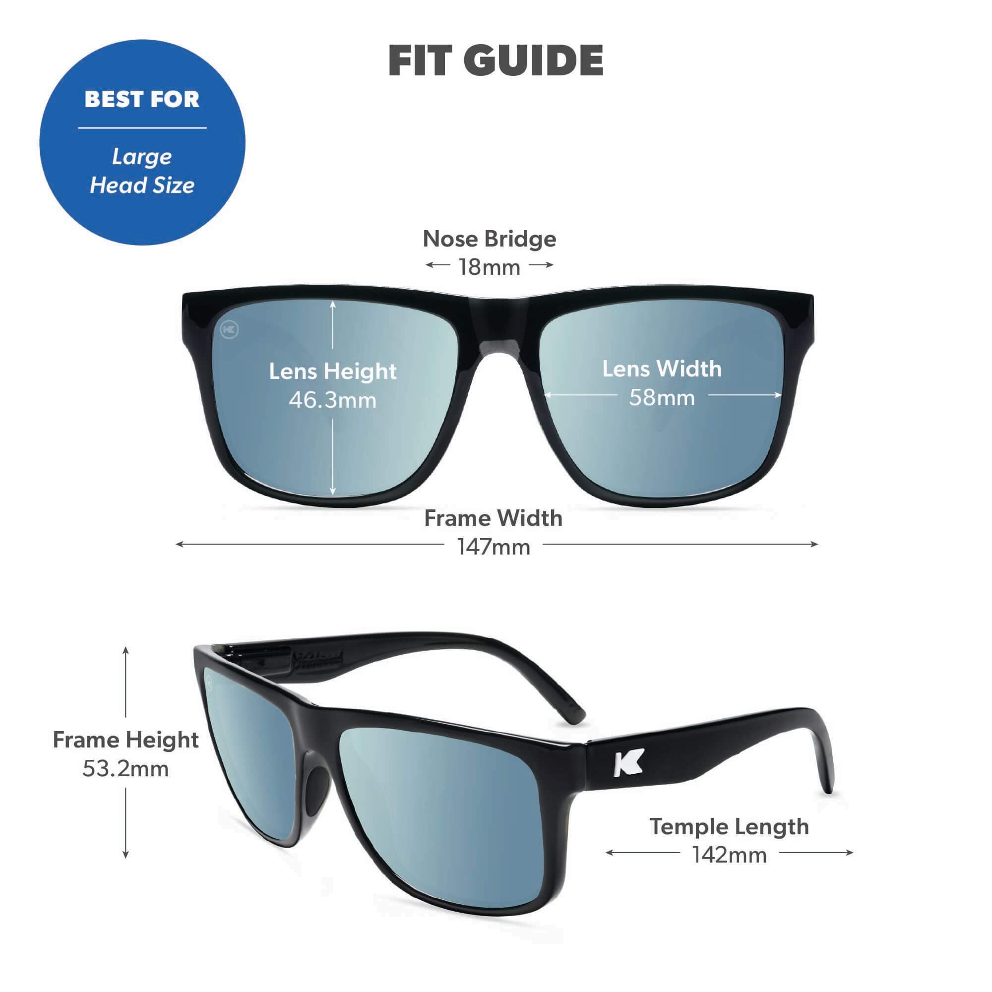 Jelly Black / Sky Blue Torrey Pines Sport Sunglasses, Fit Guide