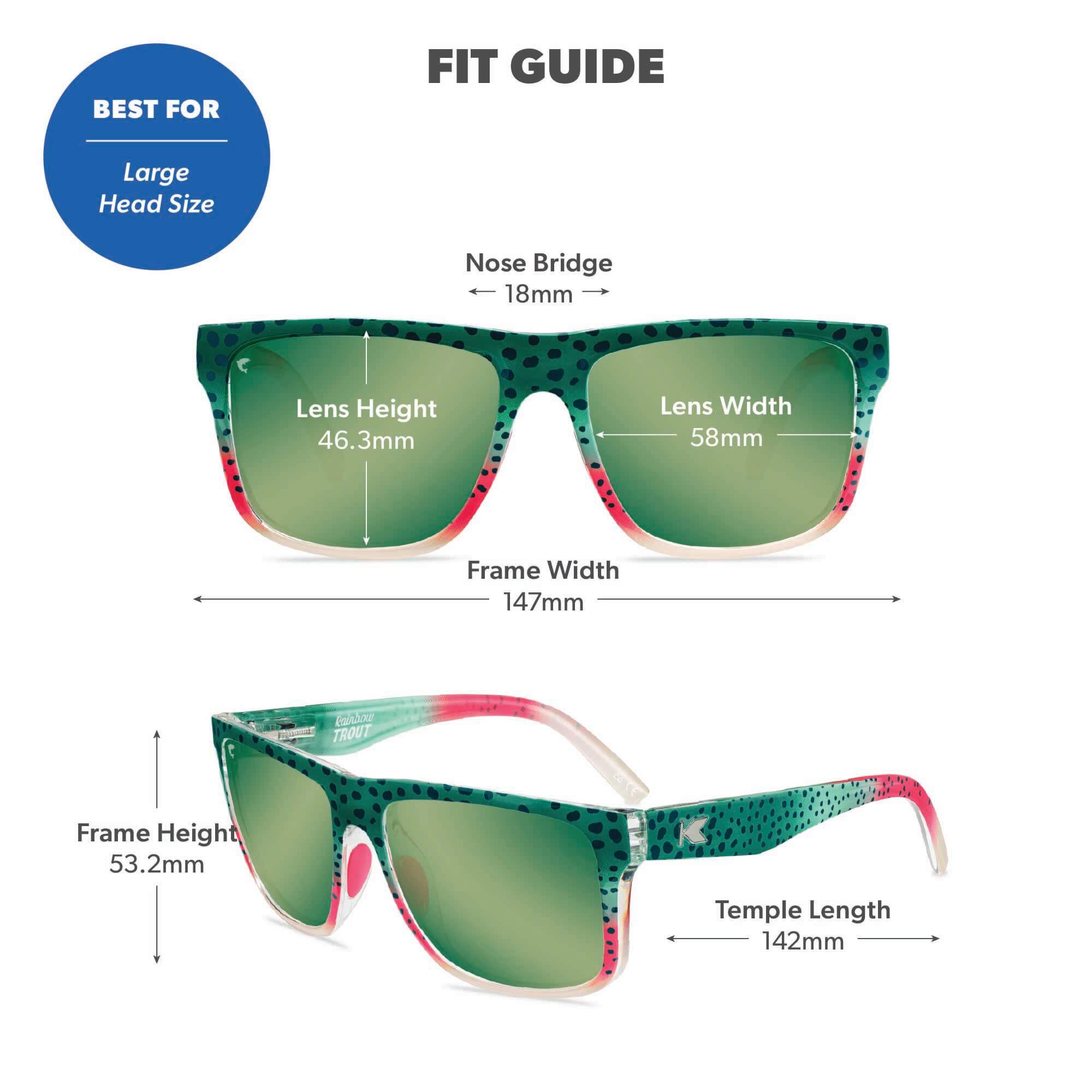 Rainbow Trout Torrey Pines Sport Sunglasses, Fit Guide