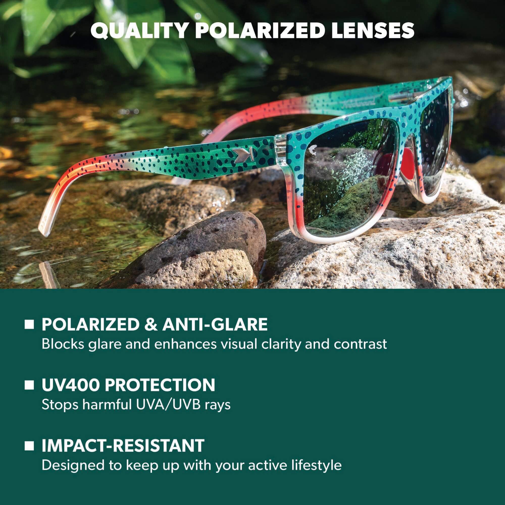 Rainbow Trout Torrey Pines Sport Sunglasses, Lens Features