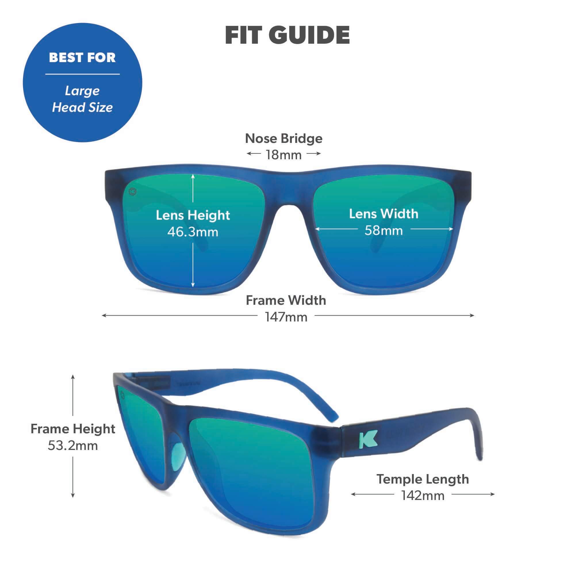 Rubberized Navy / Mint Torrey Pines Sport Sunglasses, Fit Guide