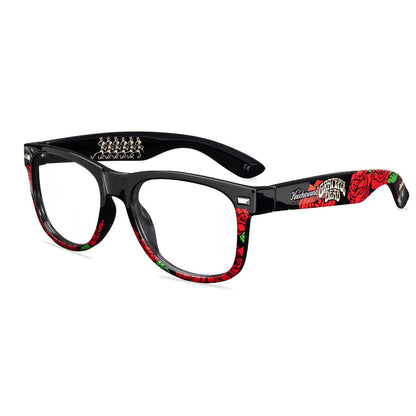 Grateful Dead Roses Fort Knocks Prescription Eyeglasses with Clear Lens, Flyover