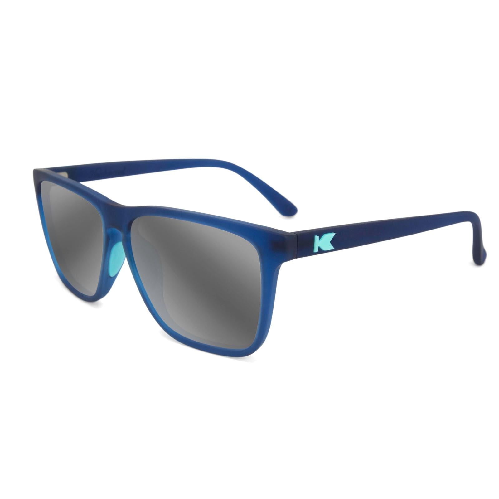 Rubberized Navy Fast Lanes Sport Prescription Sunglasses with Silver Lens, Flyover