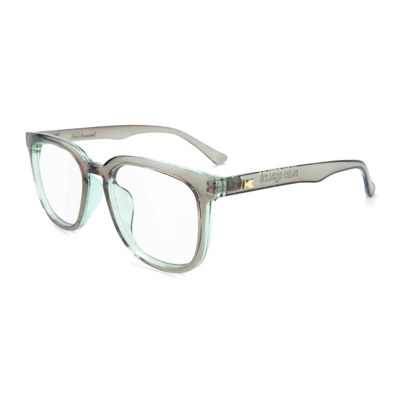 Aged Sage Paso Robles Prescription Sunglasses with Clear Lens, Flyover 