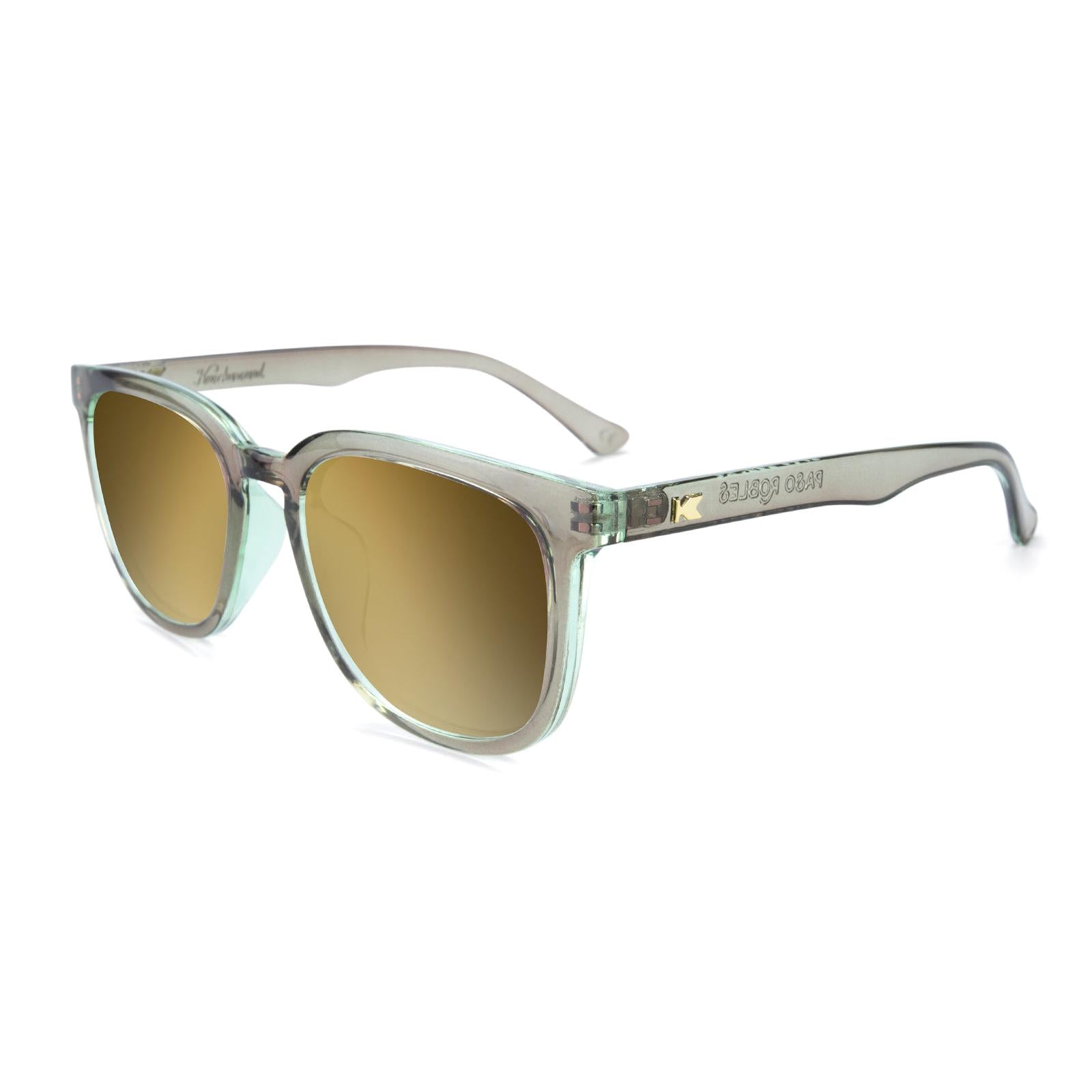Aged Sage Paso Robles Prescription Sunglasses with Gold Lens, Flyover 