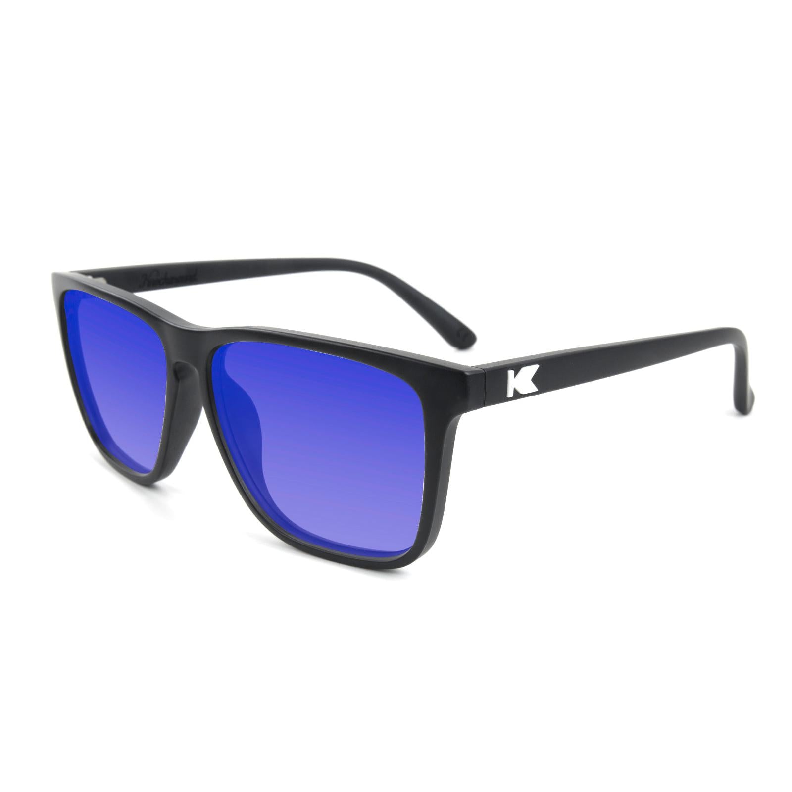 Matte Black Fast Lanes Prescription Sunglasses with Blue Lens, Flyover