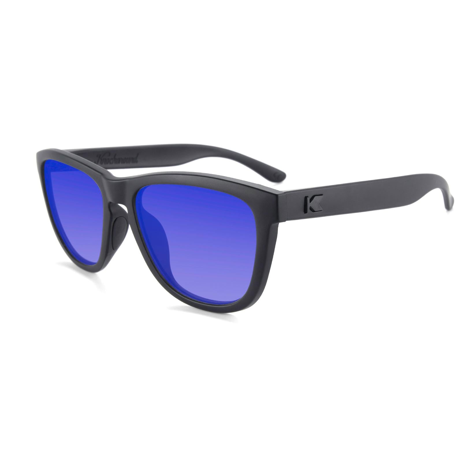 Black on Black Premiums Sport Prescription Sunglasses with Blue Lens, Flyover 