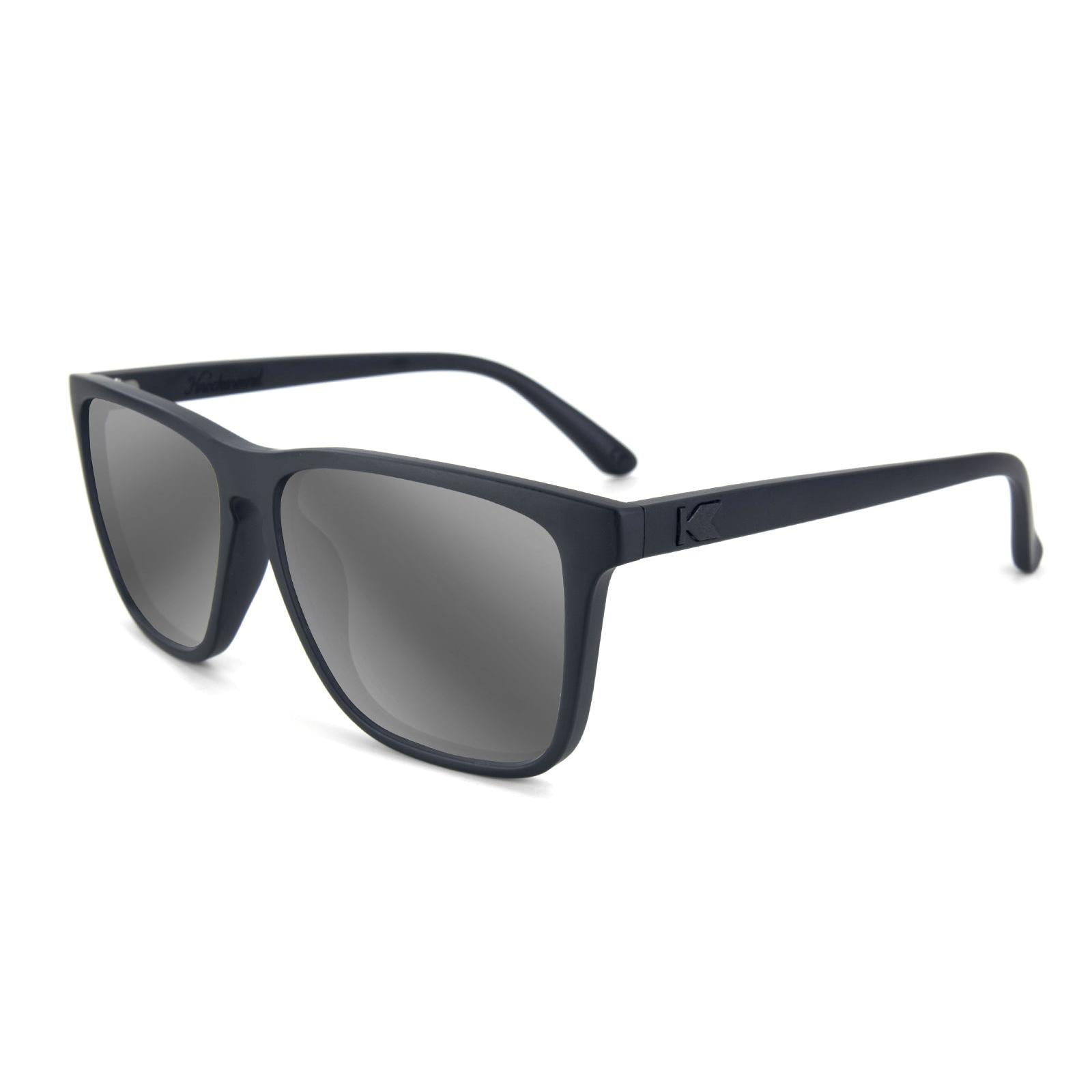 Black on Black Fast Lanes Prescription Sunglasses with Silver Lens, Flyover 