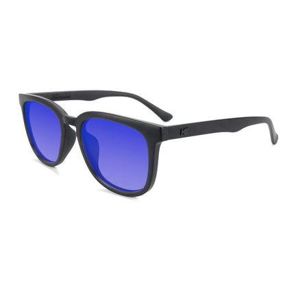 Black on Black Paso Robles Prescription Sunglasses with Blue Lens, Flyover 