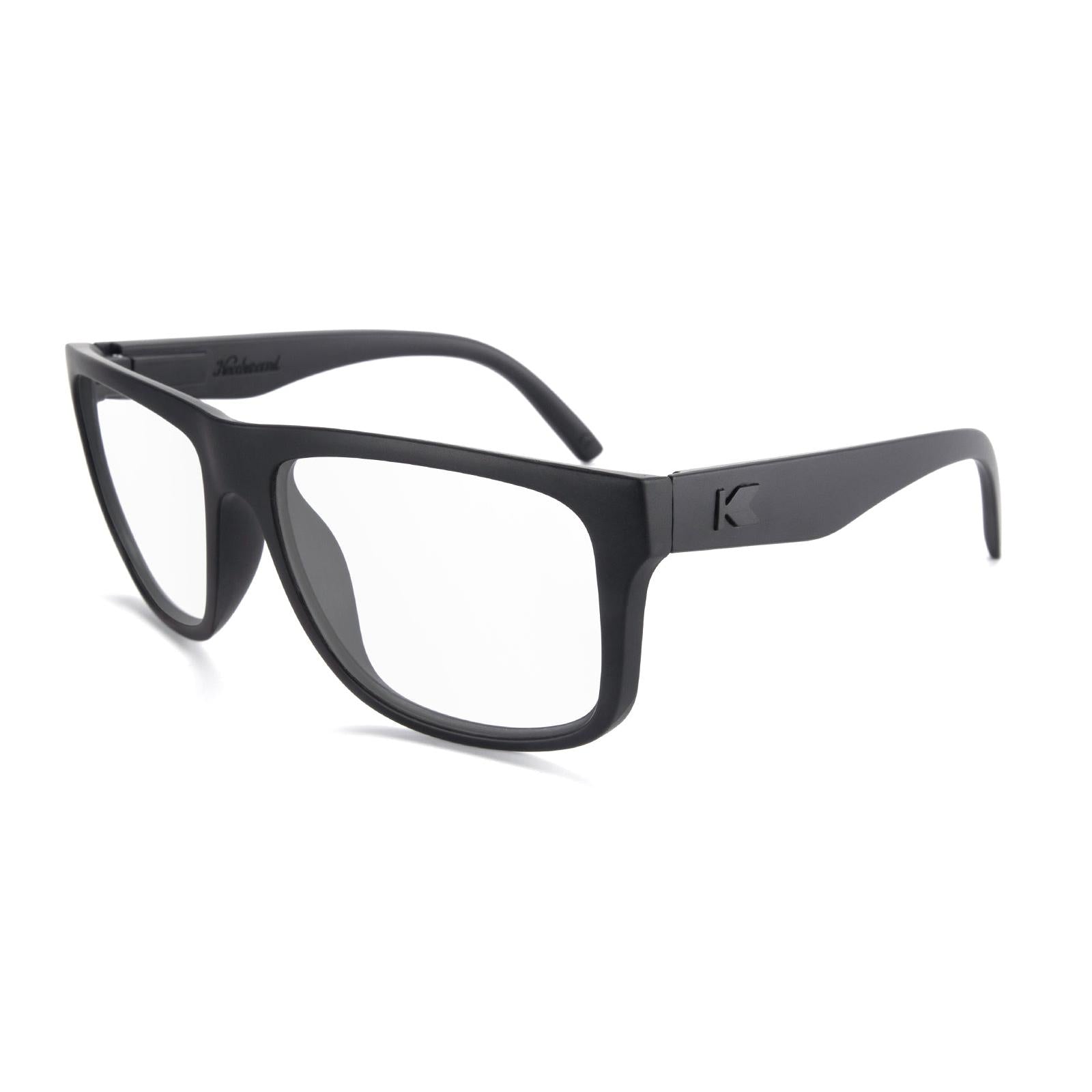 Black on Black Torrey Pines Prescription Sunglasses with Clear Lens, Flyover 