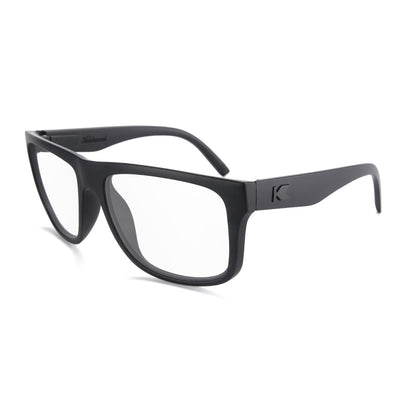 Black on Black Torrey Pines Prescription Sunglasses with Clear Lens, Flyover 