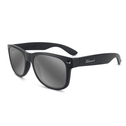 Black on Black Fort Knocks Prescription Sunglasses with Silver Lens, Flyover 