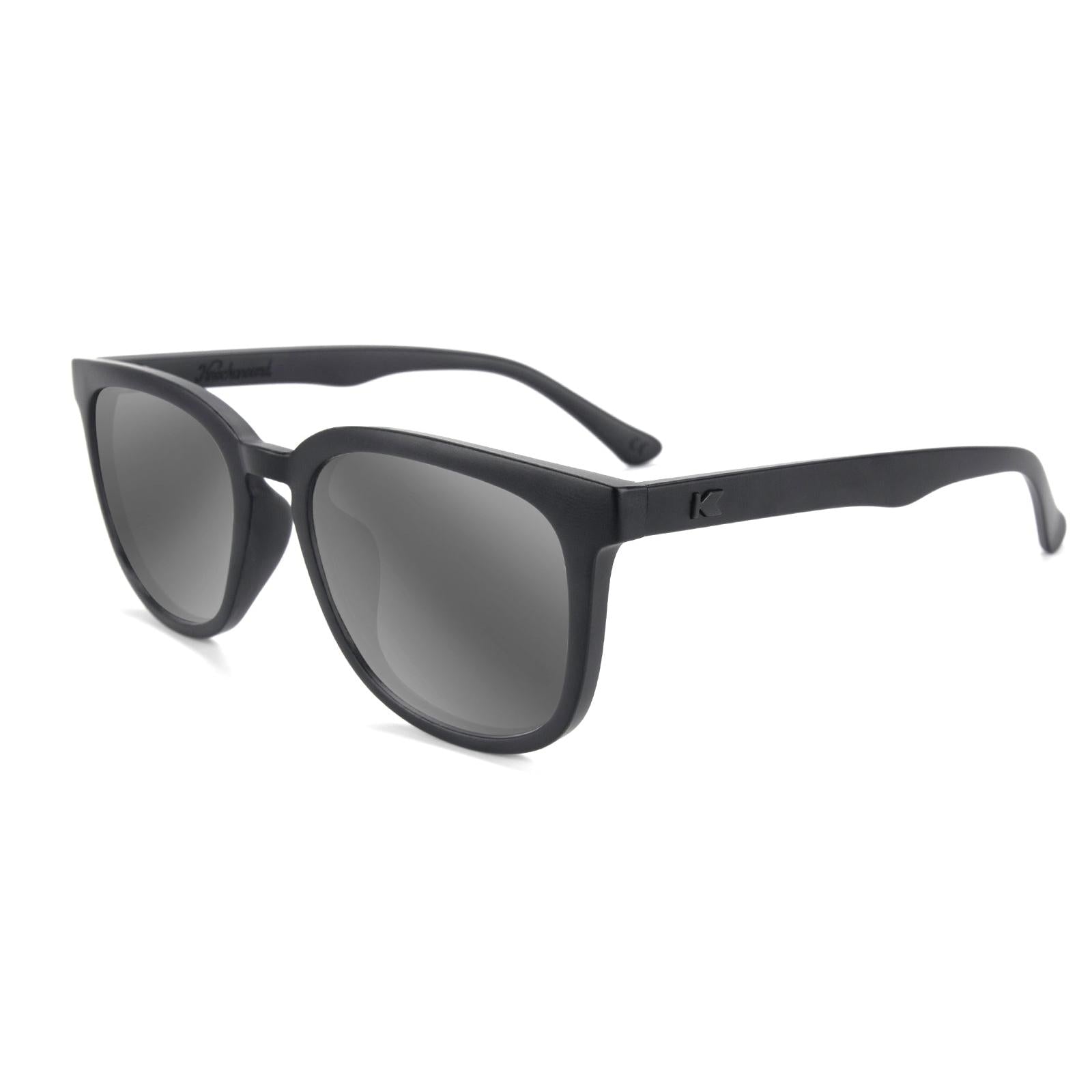 Black on Black Paso Robles Prescription Sunglasses with Silver Lens, Flyover 