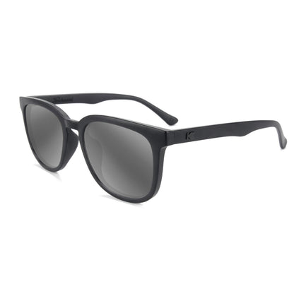 Black on Black Paso Robles Prescription Sunglasses with Silver Lens, Flyover 