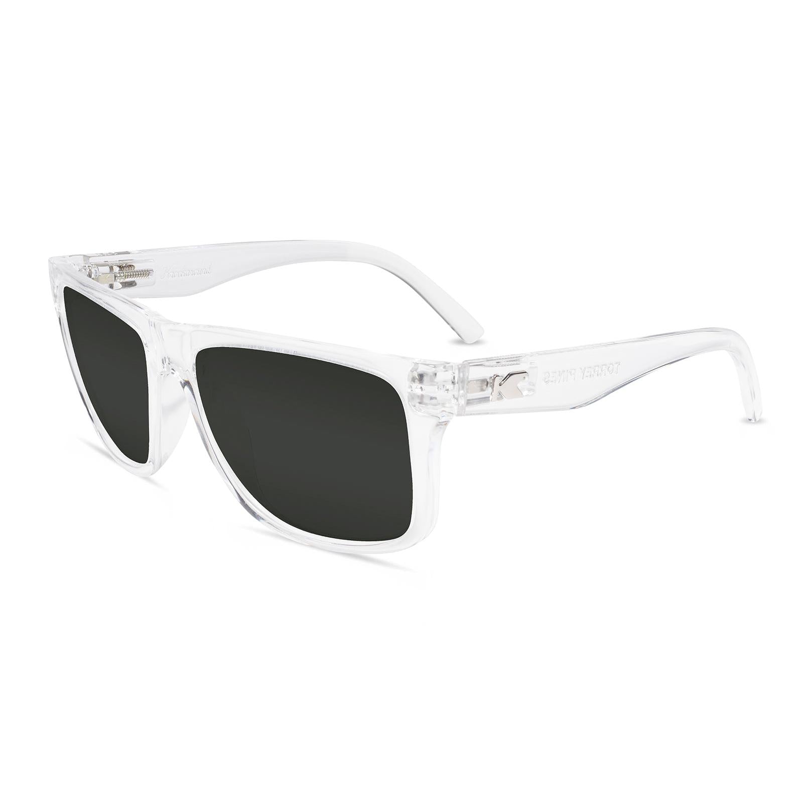 Clear Torrey Pines Prescription Sunglasses with Grey Lens, Flyover 