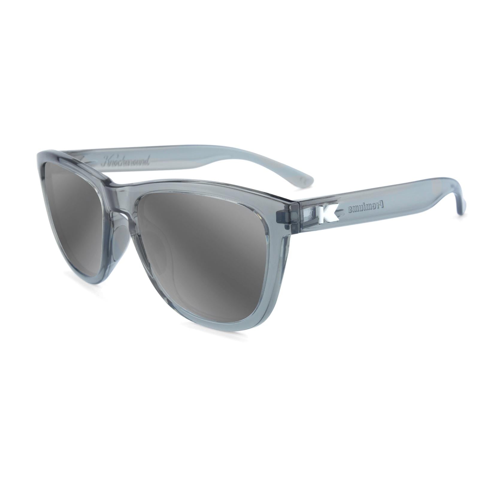 Clear Grey Premiums Sport Prescription Sunglasses with Silver Lens, Flyover 