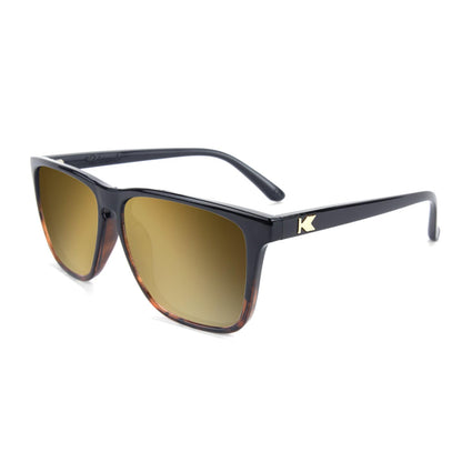 Glossy Black and Tortoise Shell Fade Fast Lanes Prescription Sunglasses with Gold Lens, Flyover 