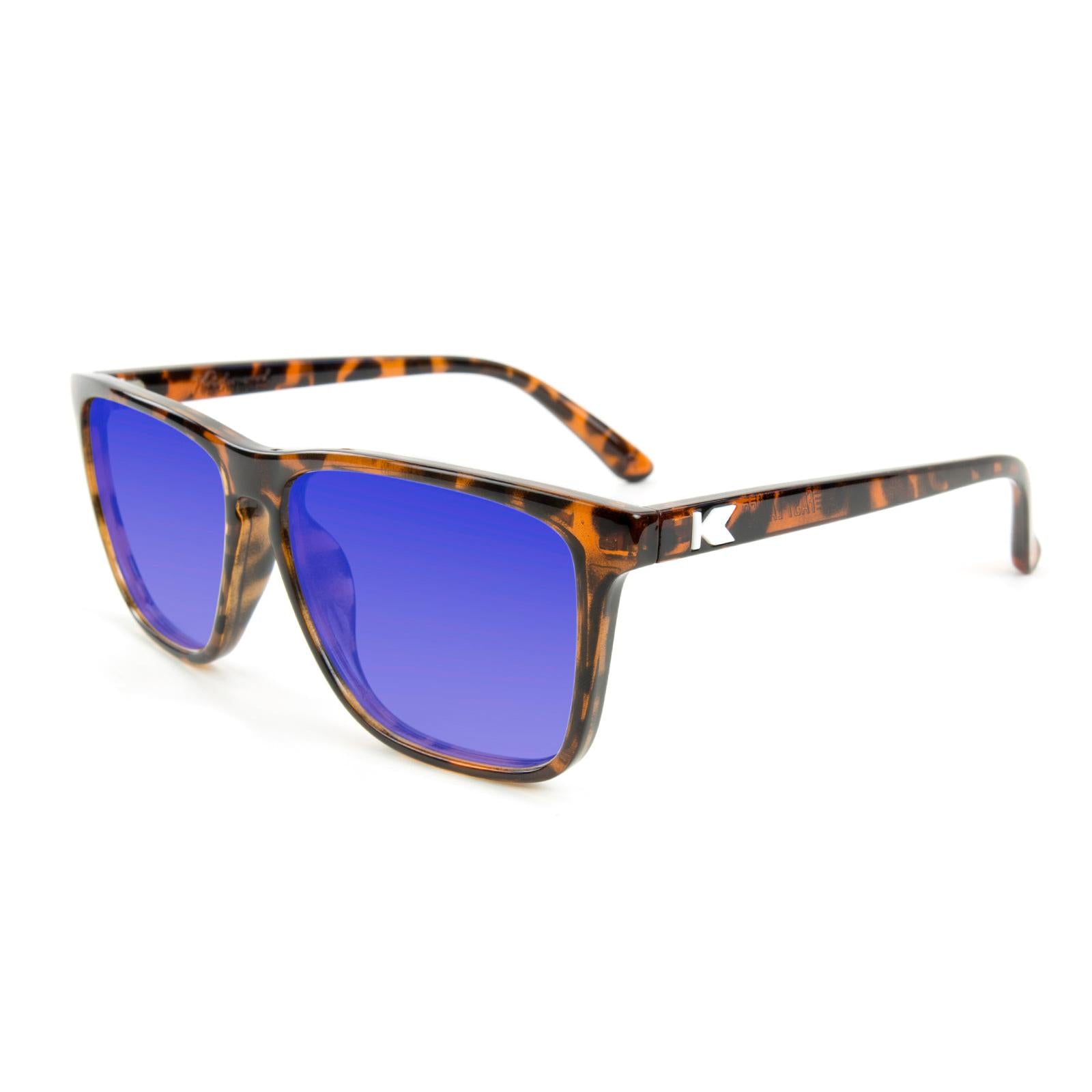 Glossy Tortoise Shell Fast Lanes Prescription Sunglasses with Blue Lens, Flyover 