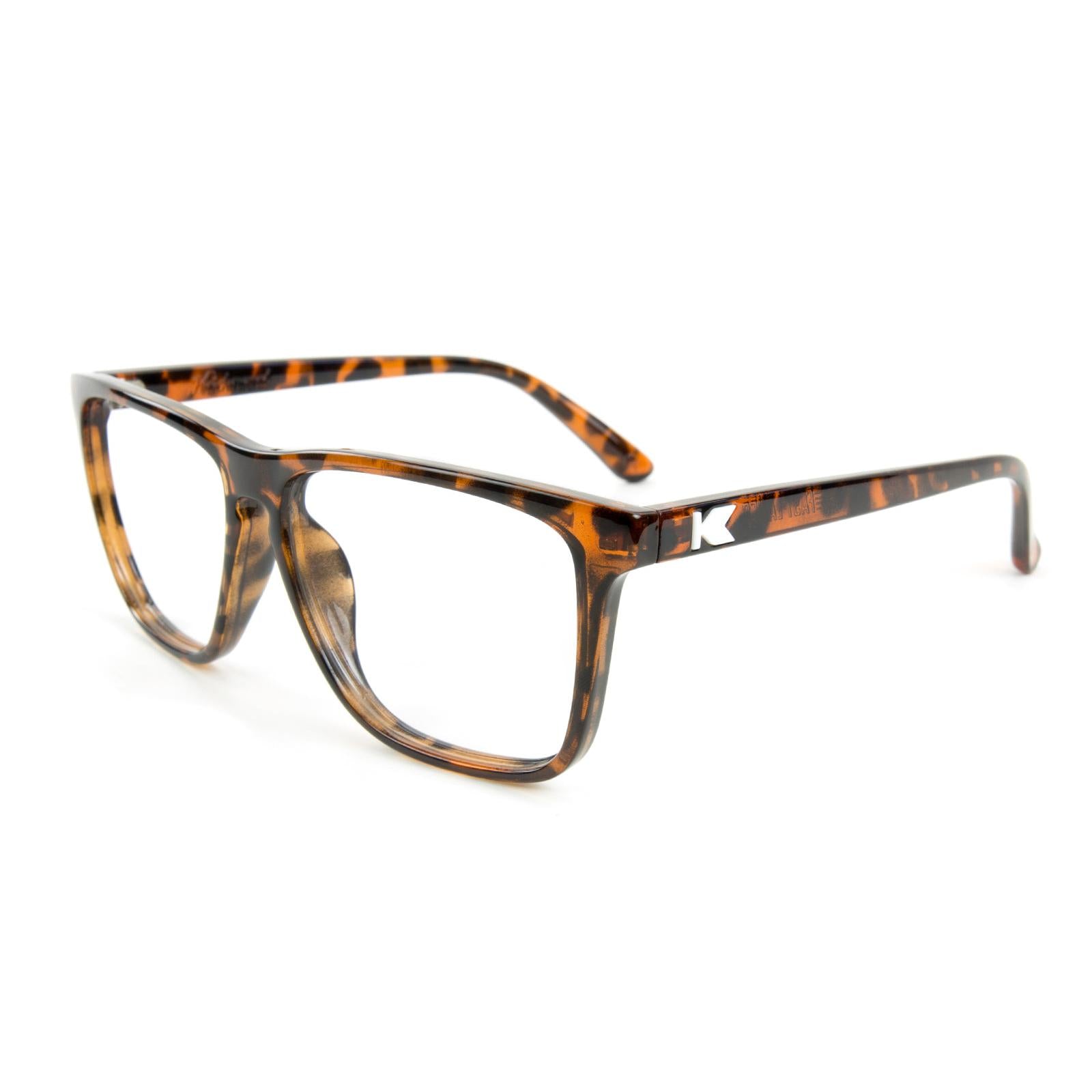 Glossy Tortoise Shell Fast Lanes Prescription Sunglasses with Clear Lens, Flyover 