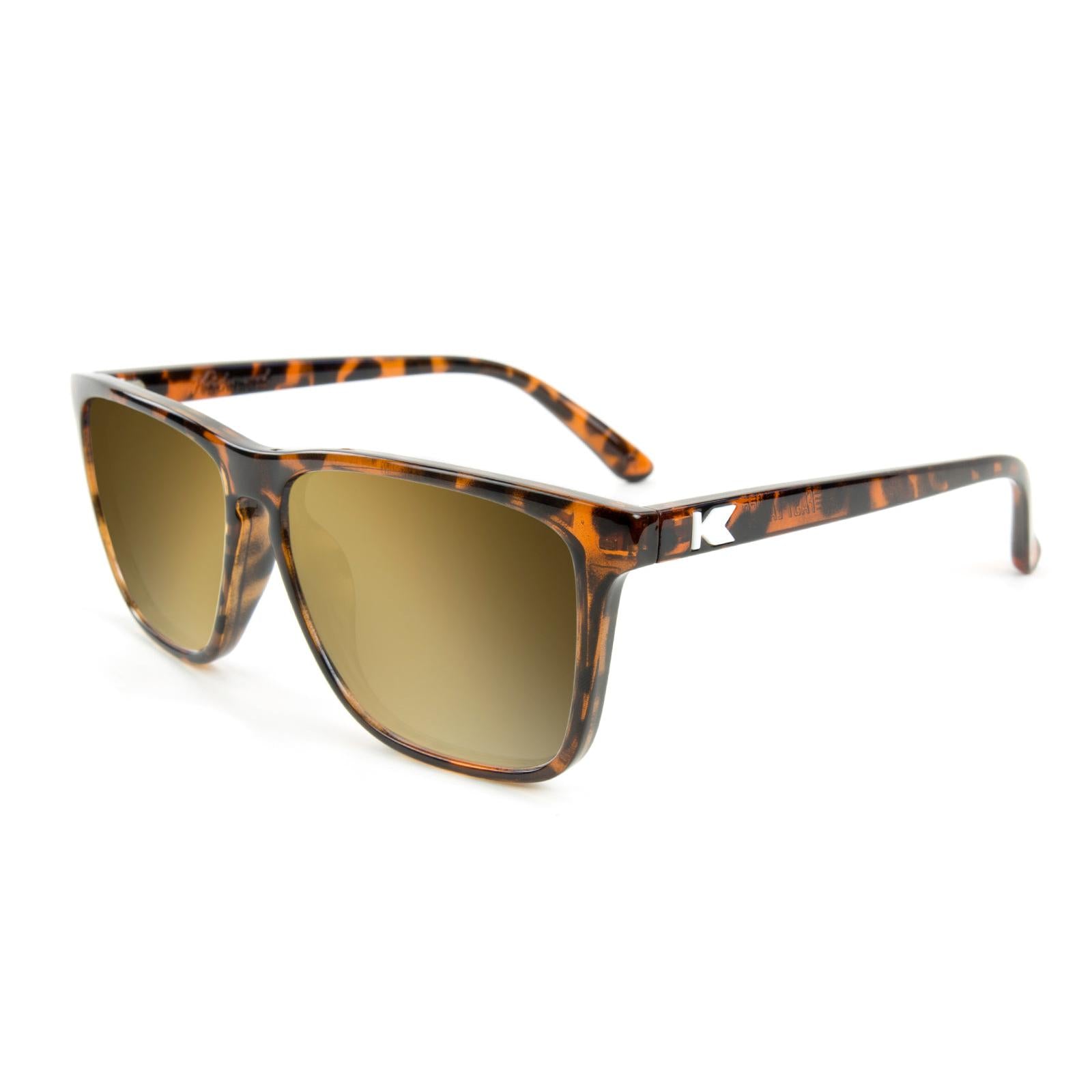 Glossy Tortoise Shell Fast Lanes Prescription Sunglasses with Gold Lens, Flyover 