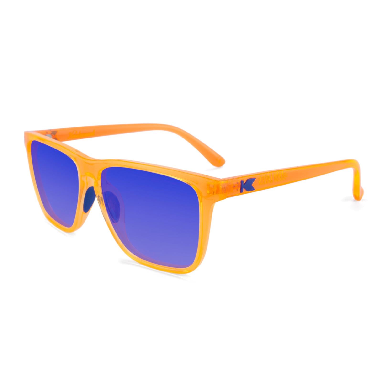 Neon Orange Fast Lanes Sport Prescription Sunglasses with Blue Lens, Flyover 
