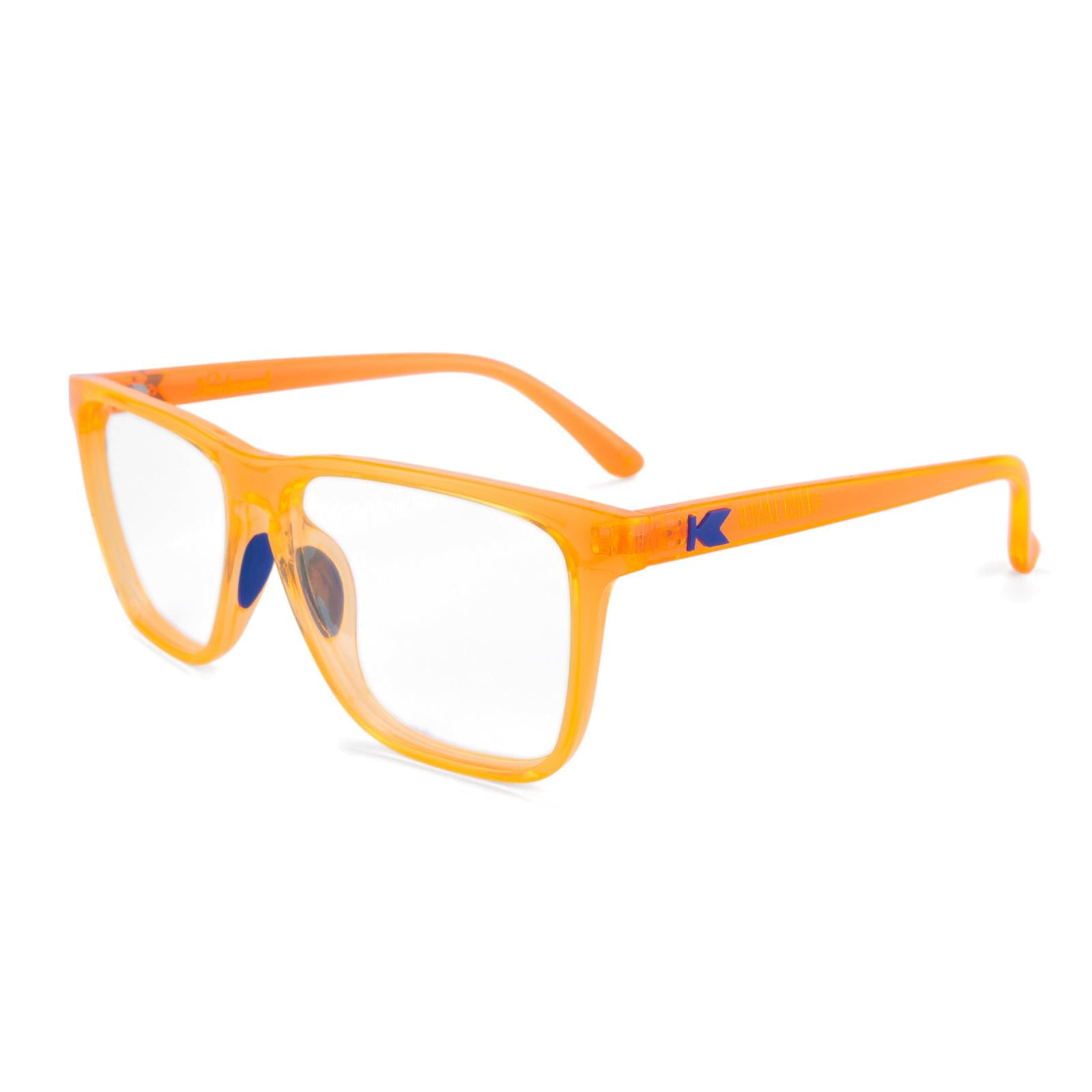 Neon Orange Fast Lanes Sport Prescription Sunglasses with Clear Lens, Flyover 